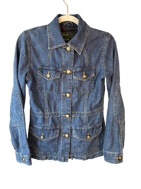 Eddie Bauer Denim Jacket in Medium Blue Size XS Y2K Classic Denim Minimalist